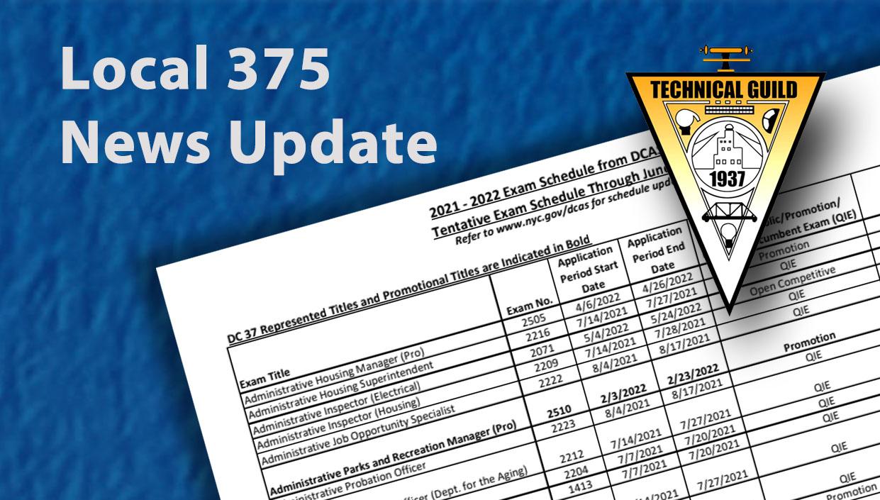 2021-2022 Exam Schedule | Local 375 AFSCME Union Hall
