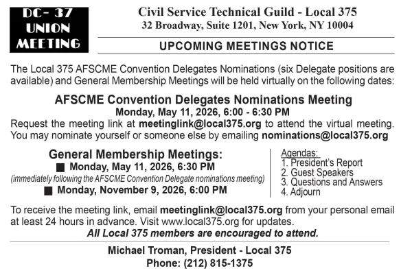 AFACME CONVENTION NOMINATIONS AND MEMBERSHIP MEETING POSTCARD